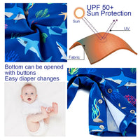 Strój kąpielowy dla chłopca z zatrzaskiem UPF50+ Sunsuit Blue Shark