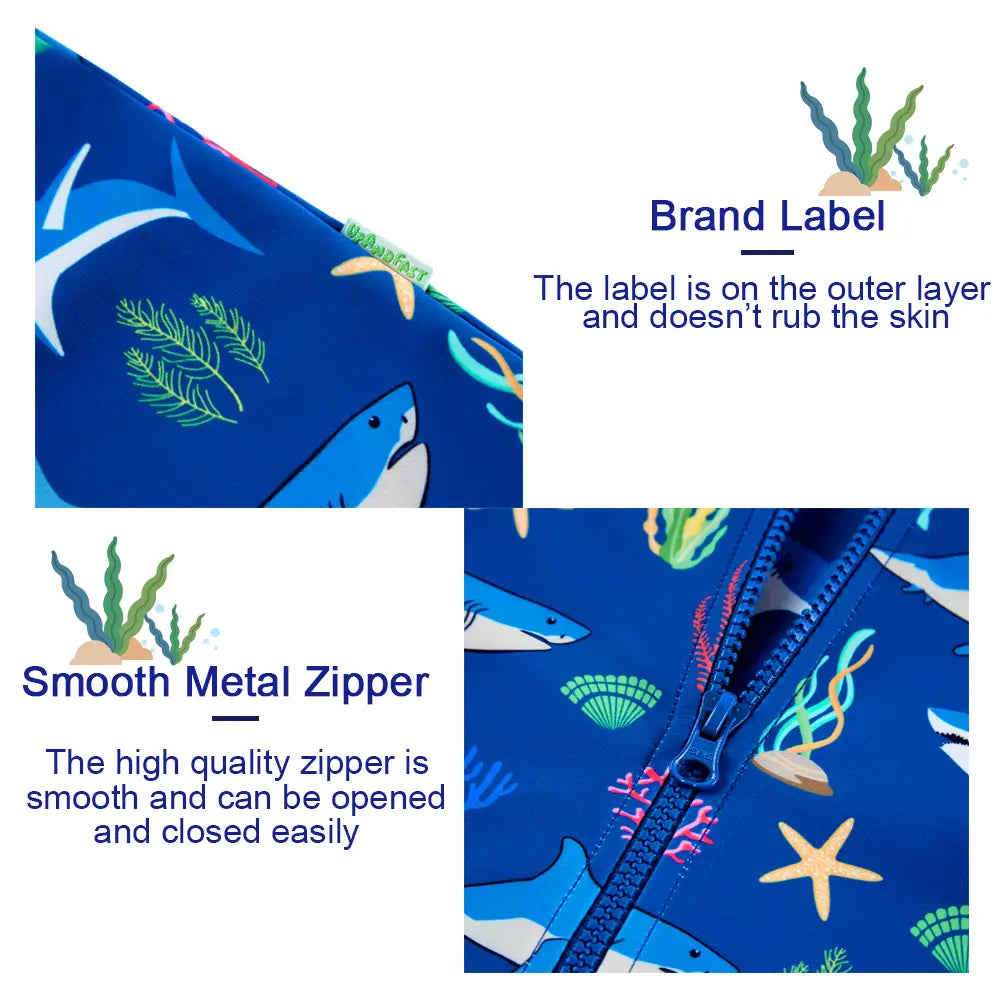 Strój kąpielowy dla chłopca z zatrzaskiem UPF50+ Sunsuit Blue Shark