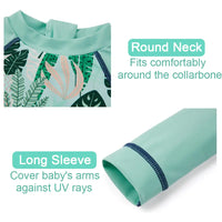 UPF 50+ Baby Boy's Swimwear with Sun Hat-Green Leaves
