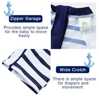 UPF 50+ Toddler Boys One-piece with Sun Hat-Navy Anchor