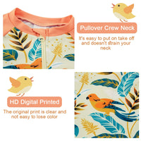 UPF 50+ Baby Girl One-piece Swimsuit with Full Zipper-Bird
