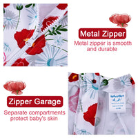 Toddler Girl Snap Swimsuit with Sun Hat UPF 50+ Swimwear-Red Flower