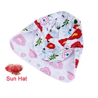 Toddler Girl Snap Swimsuit with Sun Hat UPF 50+ Swimwear-Red Flower