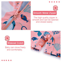 UPF 50+ Baby Girl Swimsuit Full Zipper Sunsuit-Pink Whale