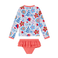 Toddler Girl Swimwear Tankini Rash Guard Set with UPF 50+-Sunflower
