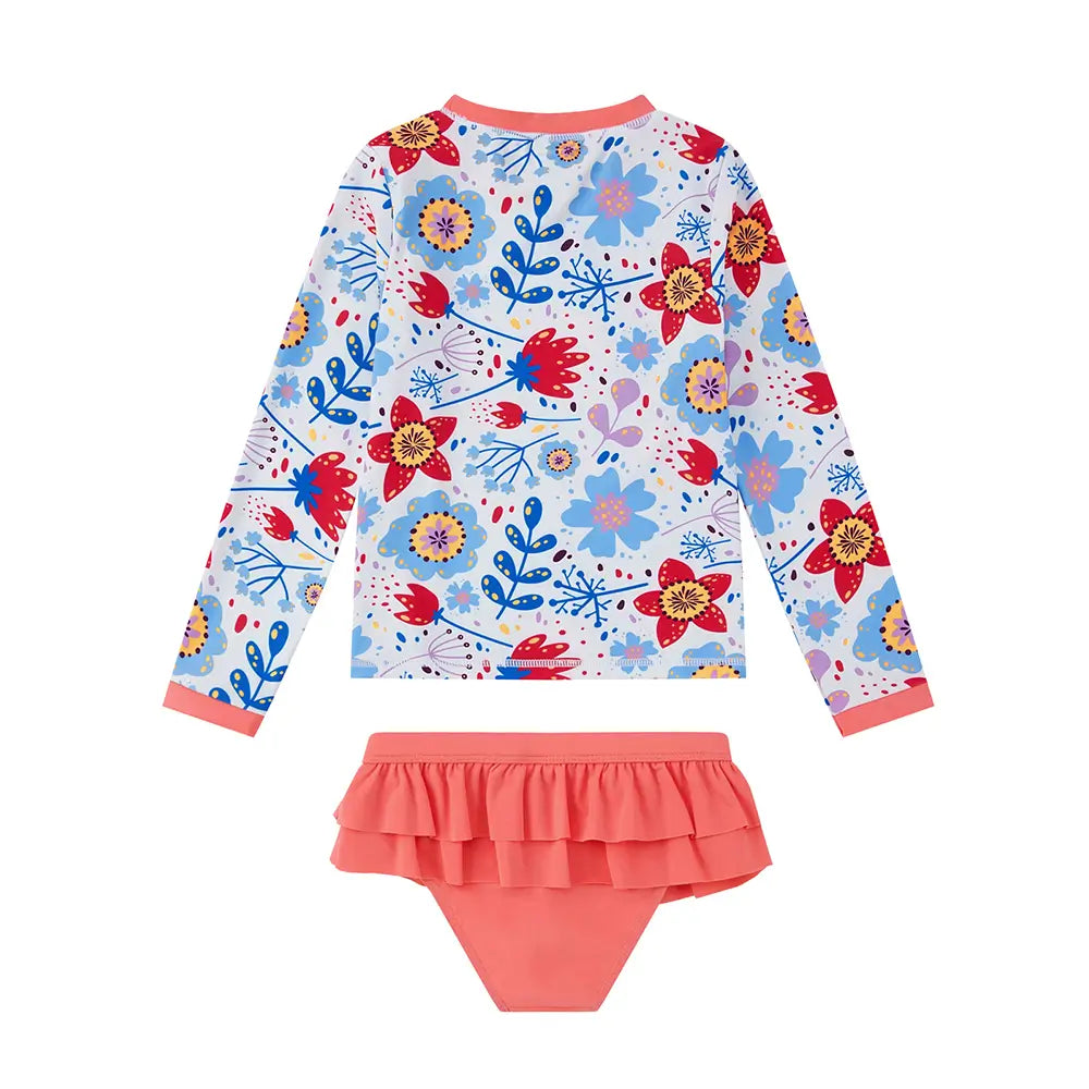 Toddler Girl Swimwear Tankini Rash Guard Set with UPF 50+-Sunflower