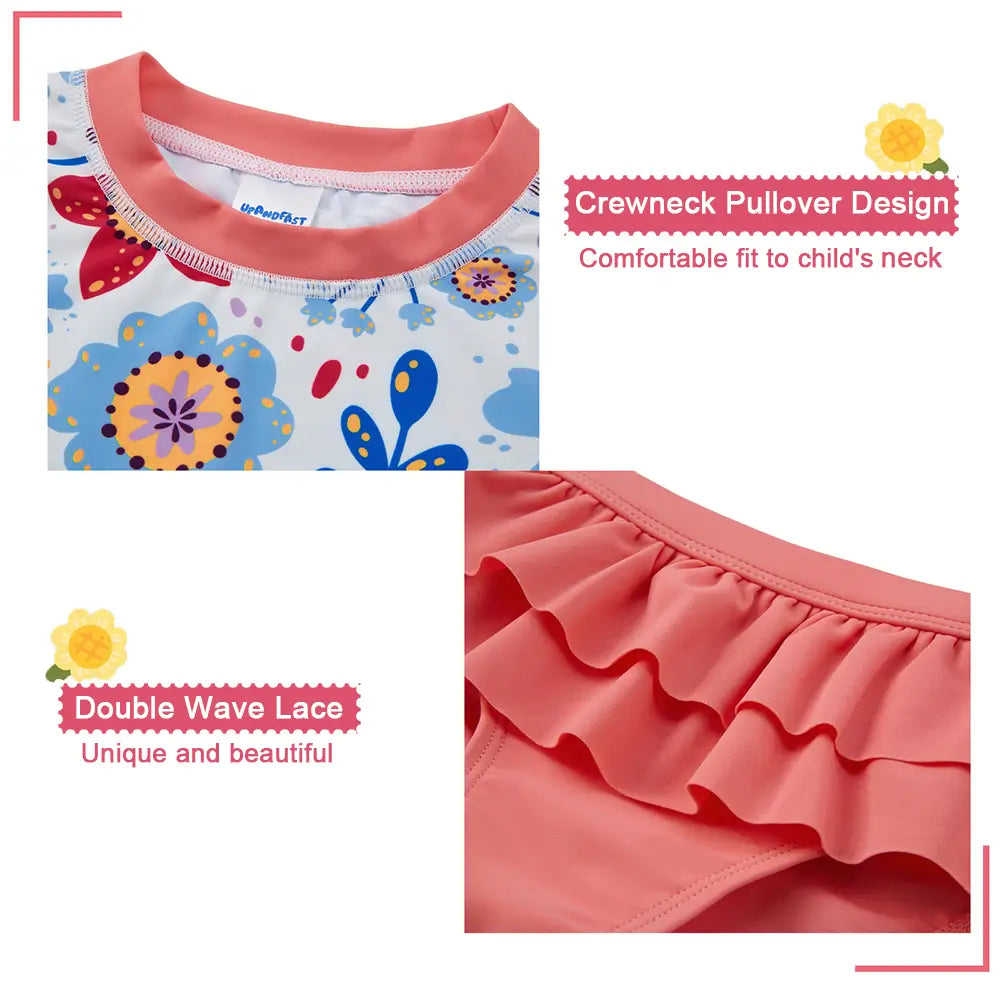 Toddler Girl Swimwear Tankini Rash Guard Set with UPF 50+-Sunflower