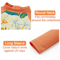 UPF 50+ Baby Girls Swimsuit with Sun Hat-Bird & Flower