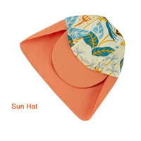 UPF 50+ Baby Girls Swimsuit with Sun Hat-Bird & Flower