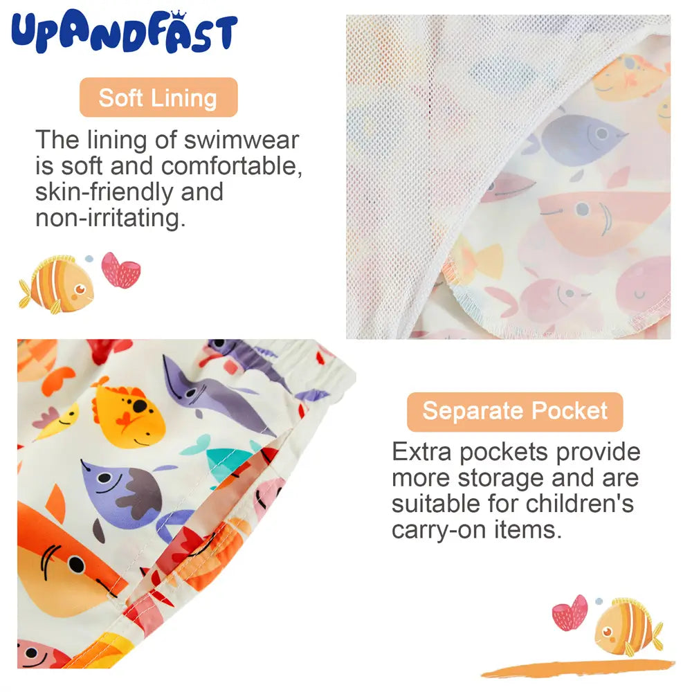 UPF 50+ Boys Swim Trunks Toddler Swimsuit-Many Fish