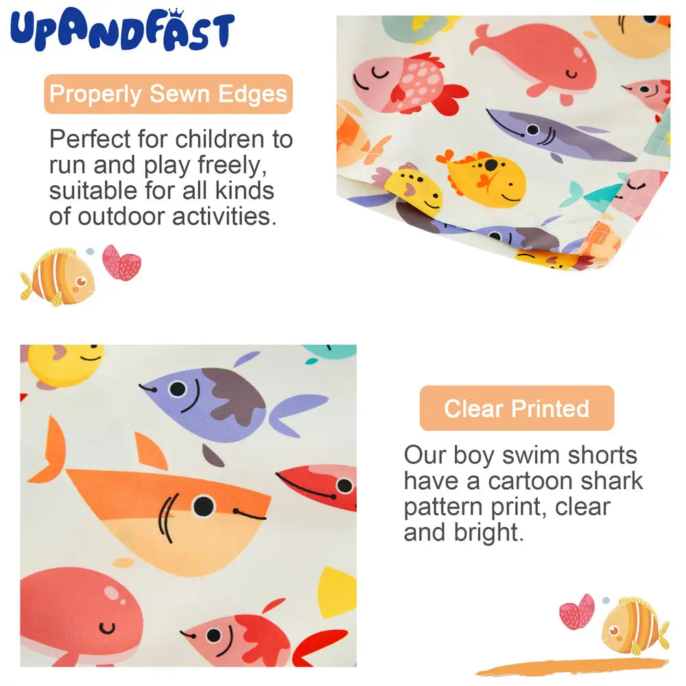 UPF 50+ Boys Swim Trunks Toddler Swimsuit-Many Fish