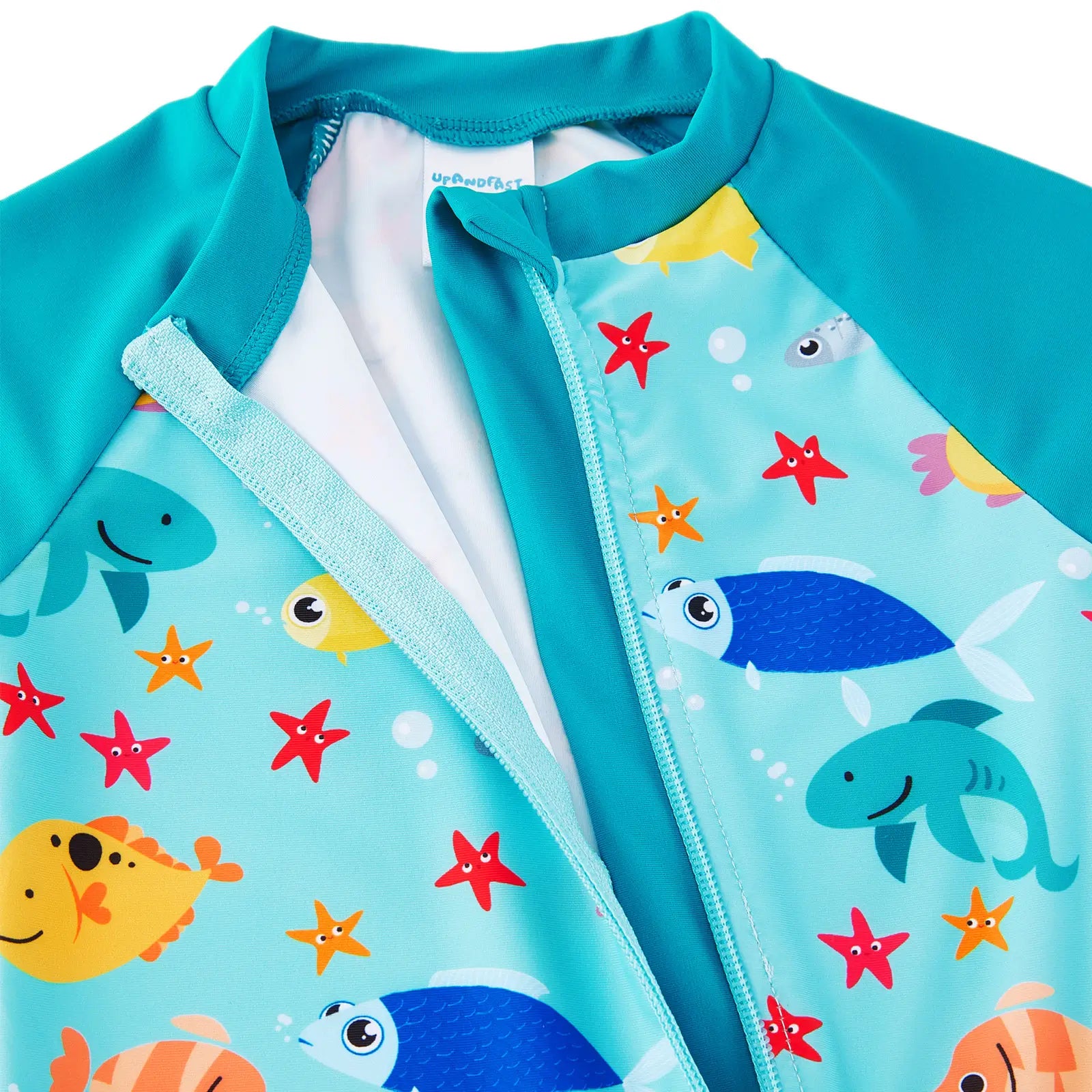 UPF50+ One-Piece Baby Boy Swimsuit Full Zipper Rash Guard Ocean Animal