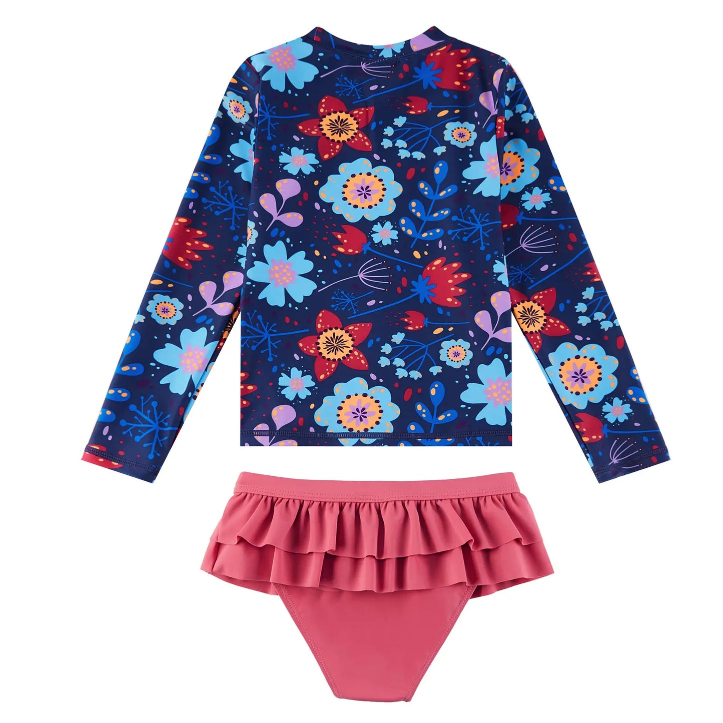UPF 50+ 2-piece Girl Swimsuit Set with Bikini Bottom