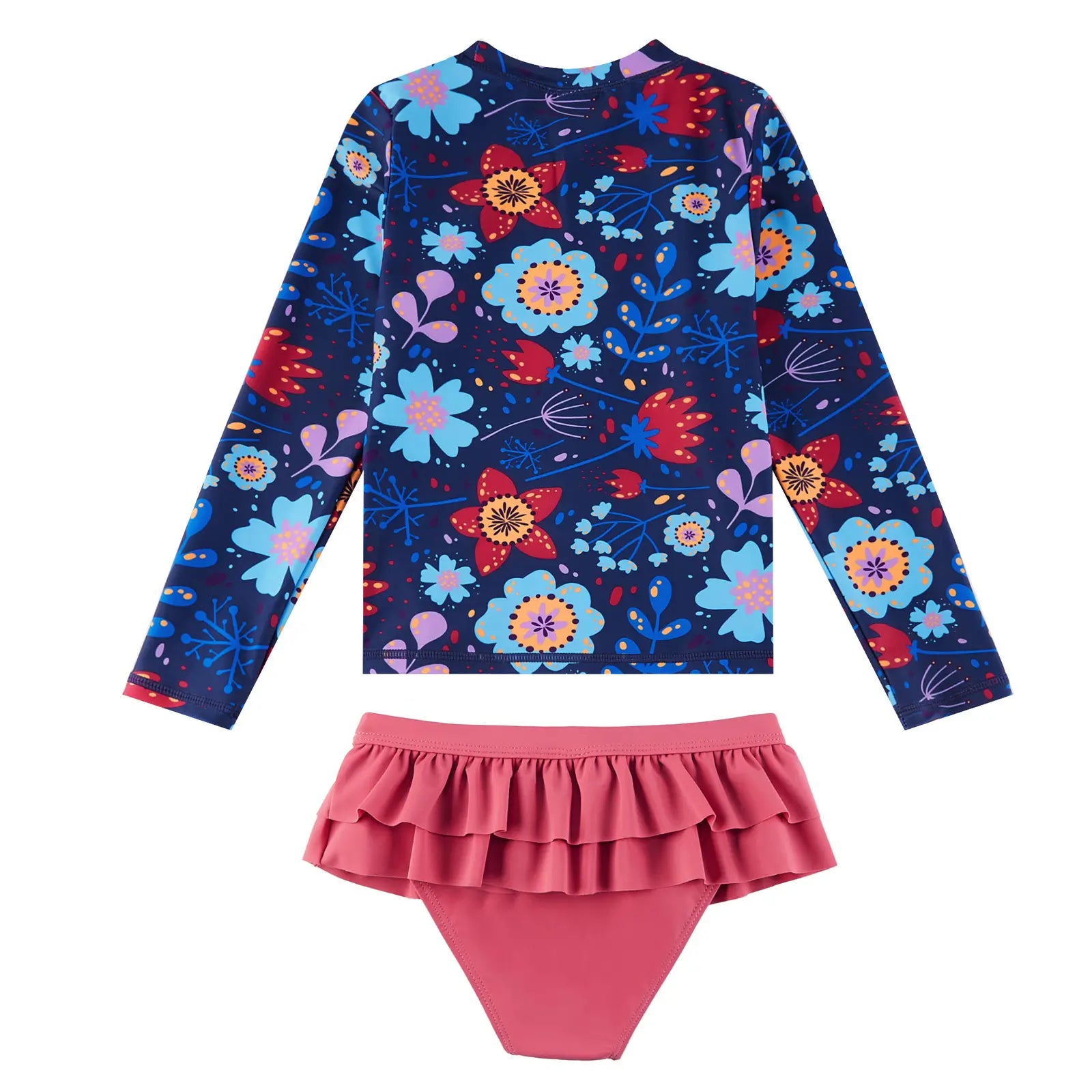 UPF 50+ 2-piece Girl Swimsuit Set with Bikini Bottom