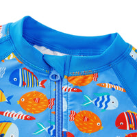 UPF 50+ Baby Boy One-piece Swimsuit with Full Zipper