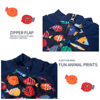 UPF 50+ Baby Boy One-piece Swimsuit with Sun Hat-Color Fish