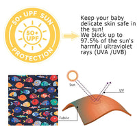 UPF 50+ Baby Boy One-piece Swimsuit with Sun Hat-Color Fish