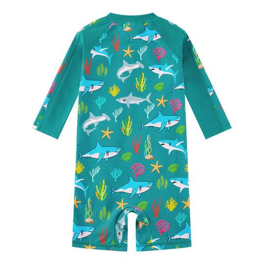 UPF 50+ Baby Boys One Piece Swimsuit with Full-zip