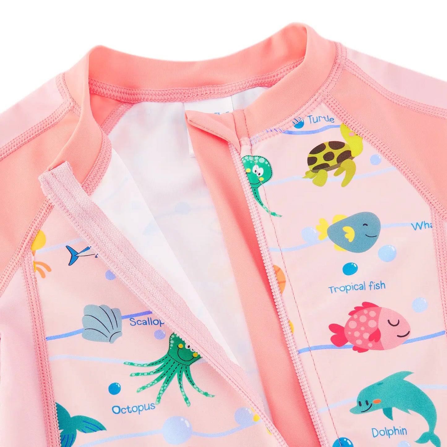 UPF 50+ Baby Girl Rash Guard Swimsuit with Full Zipper