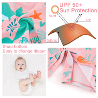 UPF 50+ Baby Girl Swimsuit with Snap & Sun Hat-Pink Whale