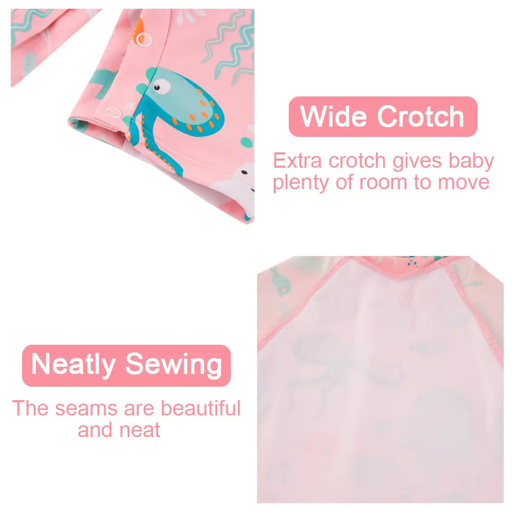 UPF 50+ Baby Girl Swimsuit with Snap & Sun Hat-Pink Whale
