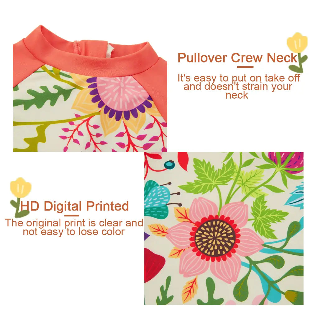 UPF 50+ Baby Girl Swimwear with Snap Button - Hot Summer