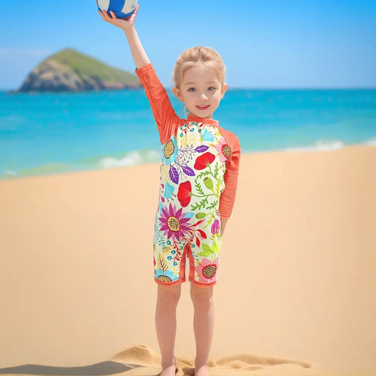 UPF 50+ Baby Girl Swimwear with Snap Button - Hot Summer