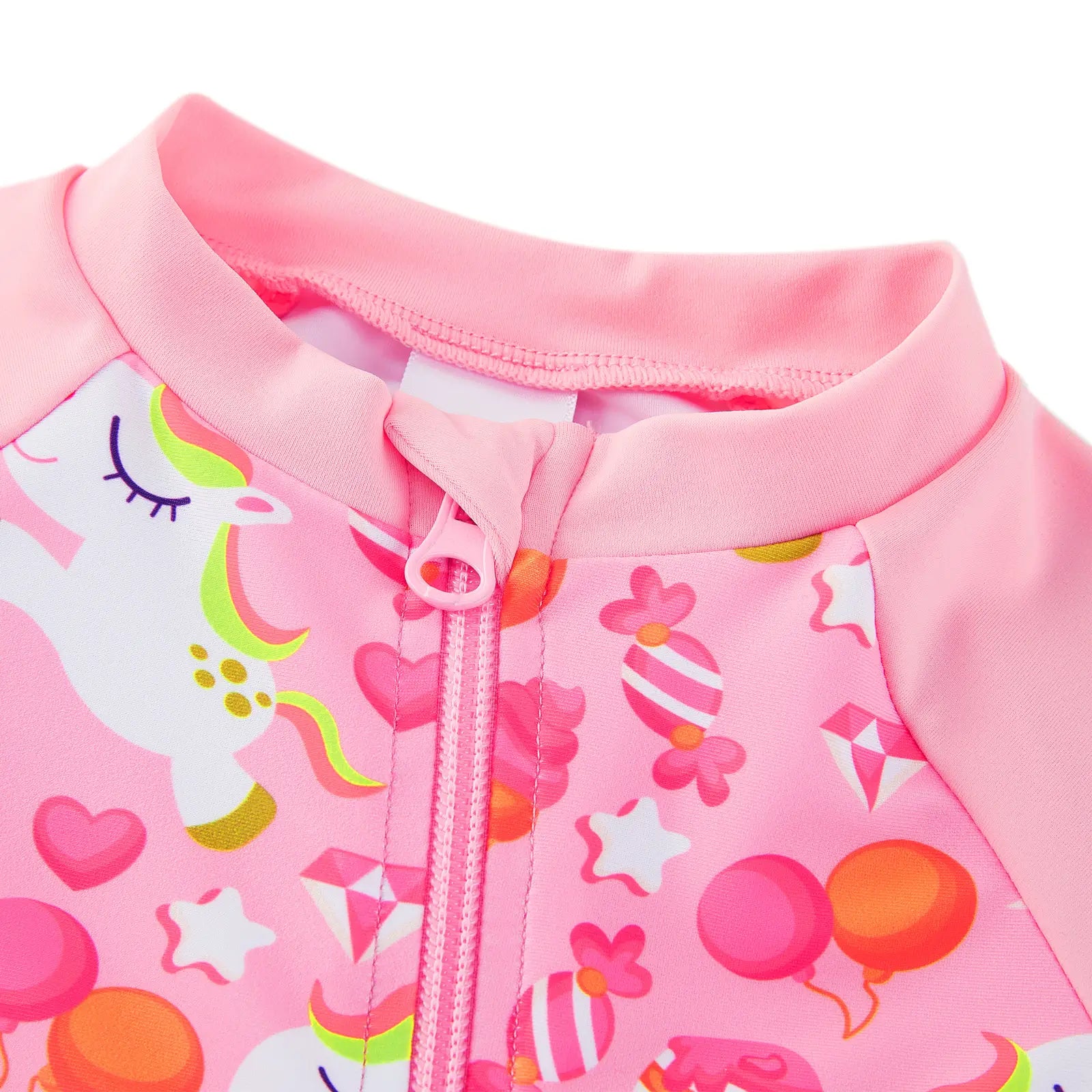 UPF 50+ Baby Girls One-Piece Swimsuit with Full Zipper | Pink Horse