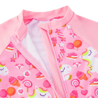 UPF 50+ Baby Girls One-Piece Swimsuit with Full Zipper | Pink Horse