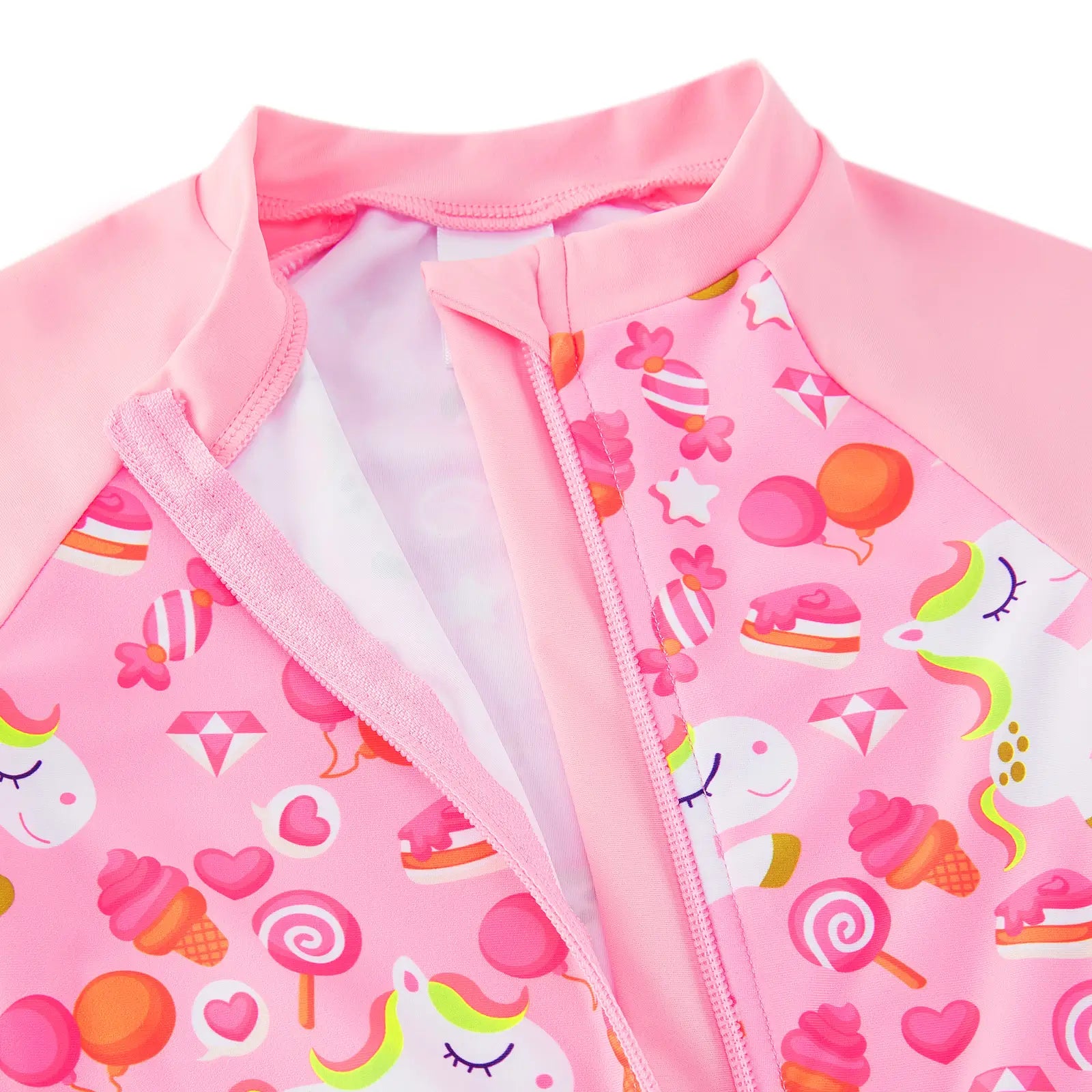 UPF 50+ Baby Girls One-Piece Swimsuit with Full Zipper | Pink Horse
