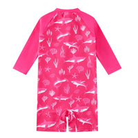 UPF 50+ Baby One-Piece Rash Guard Swimsuit with Zipper-Rose Shark