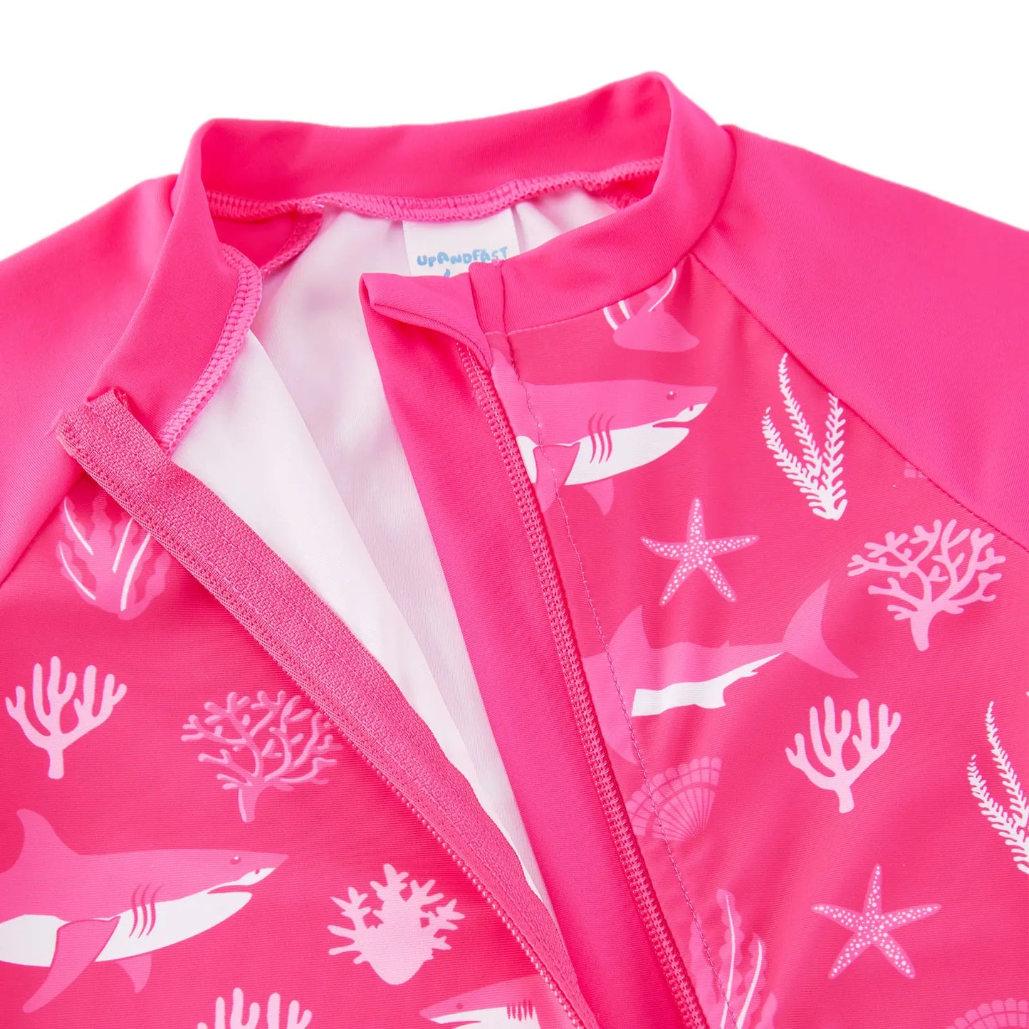 UPF 50+ Baby One-Piece Rash Guard Swimsuit with Zipper-Rose Shark