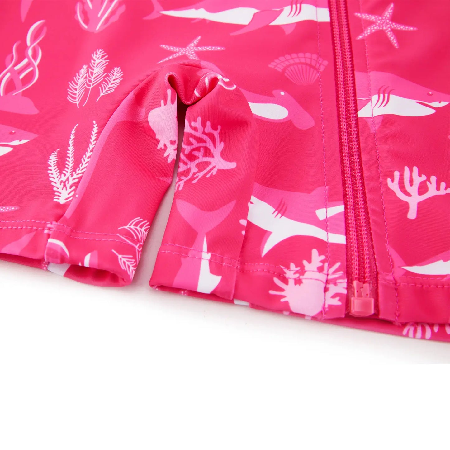 UPF 50+ Baby One-Piece Rash Guard Swimsuit with Zipper-Rose Shark