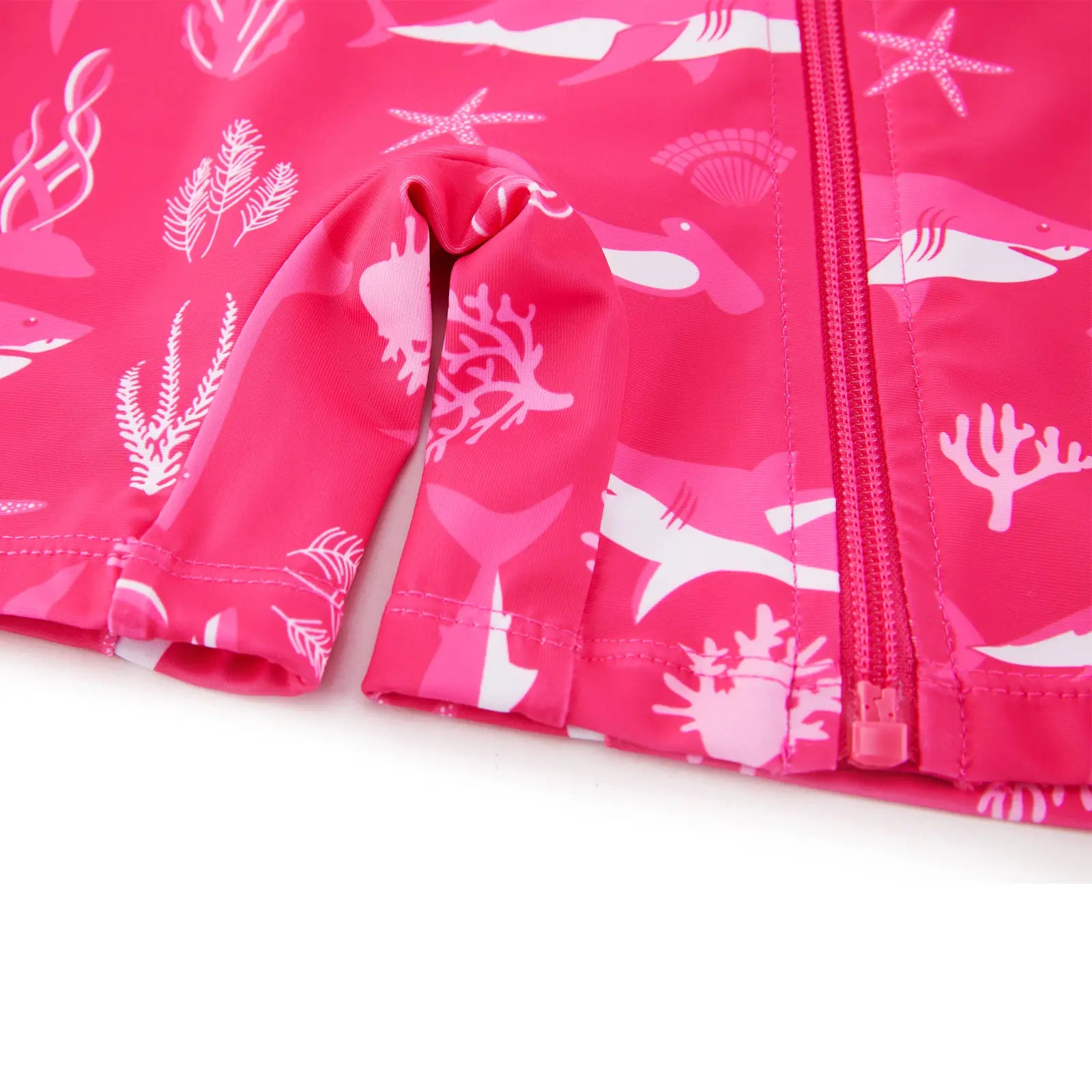 UPF 50+ Baby One-Piece Rash Guard Swimsuit with Zipper-Rose Shark