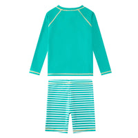 UPF 50+ Boy Rash Guard Set 2-piece Swimsuits-Green Dinosaur