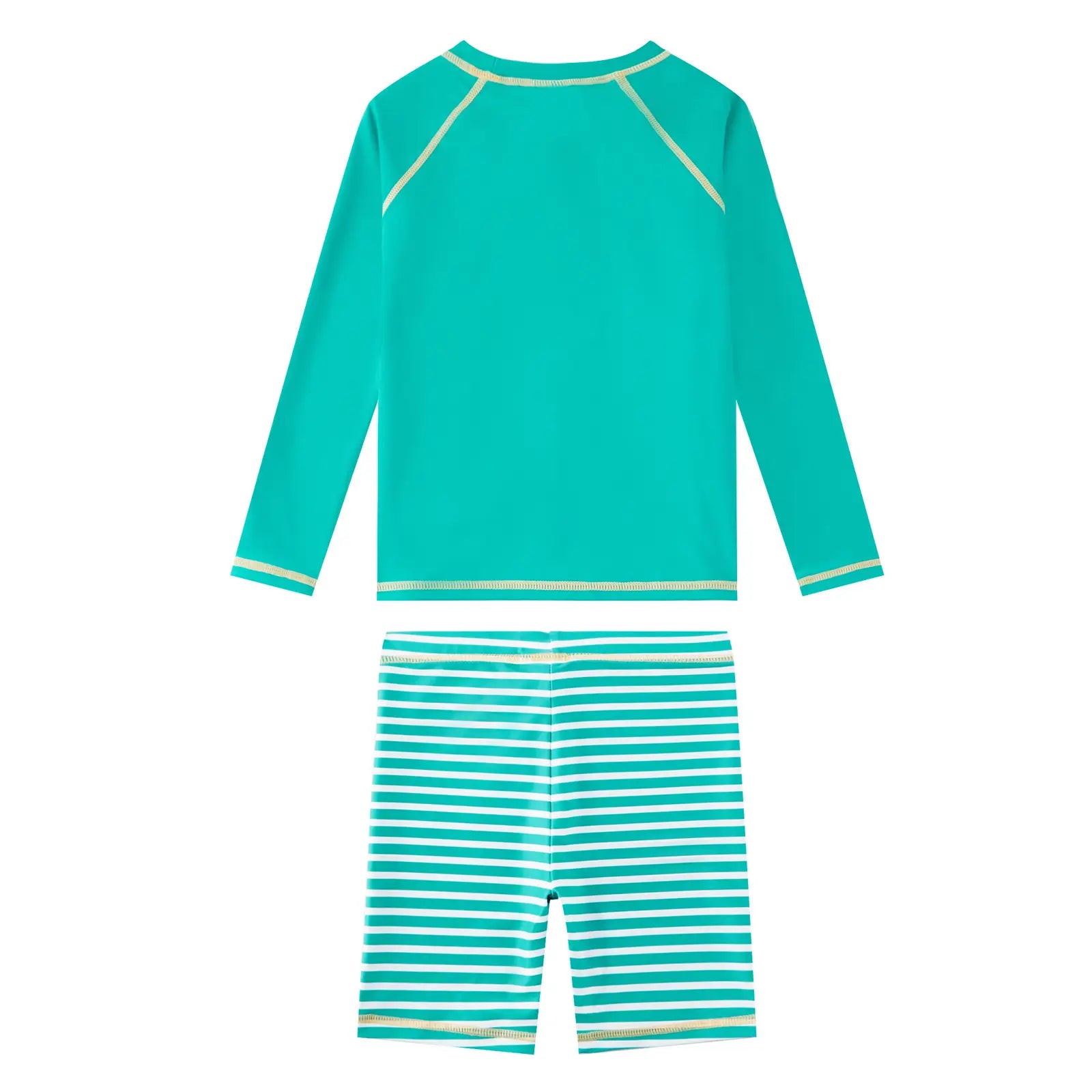 UPF 50+ Boy Rash Guard Set 2-piece Swimsuits-Green Dinosaur