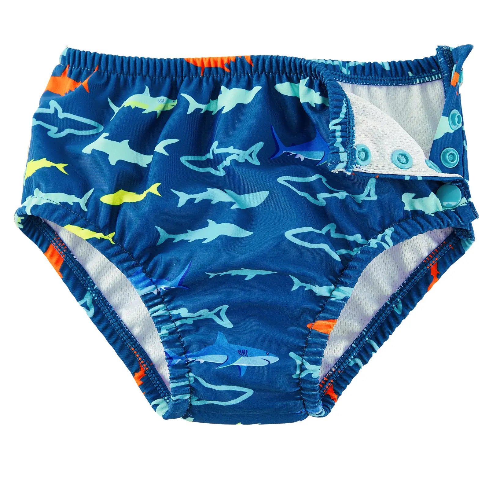 UPF 50+ Reusable Baby Boy Swim Diaper Contain Solid Waste-Green Shark