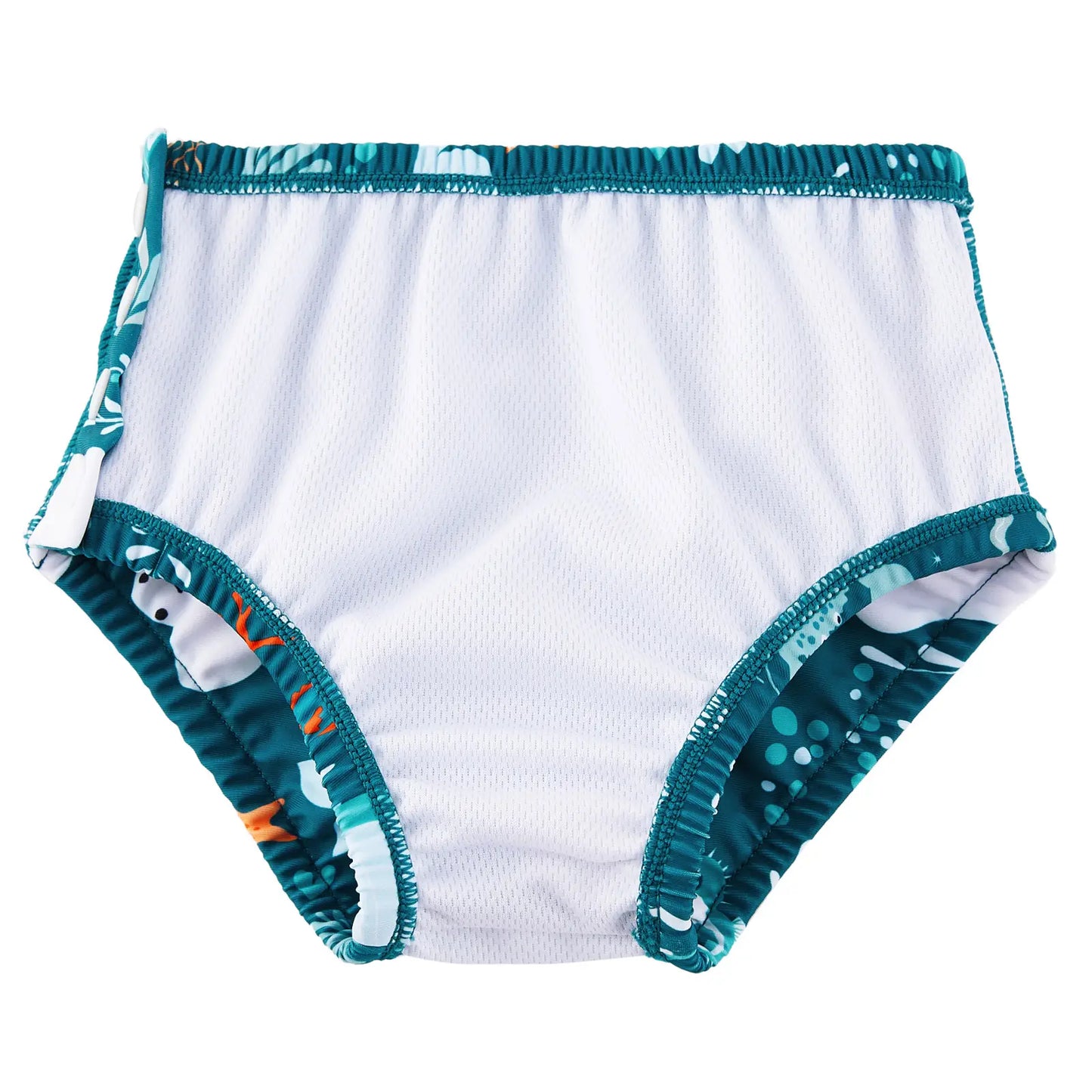 UPF 50+ Reusable Baby Swim Diaper with Snap-Green Whale