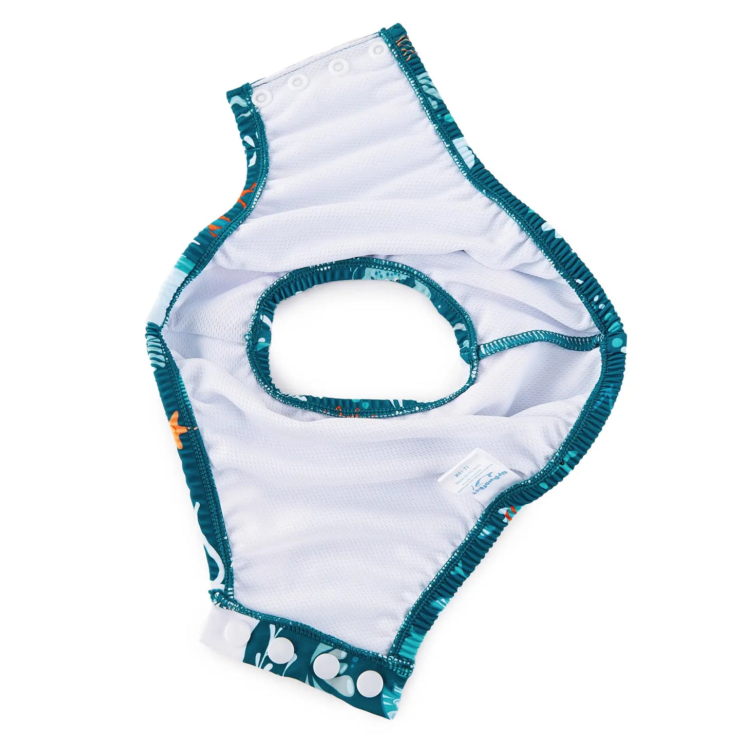 UPF 50+ Reusable Baby Swim Diaper with Snap-Green Whale
