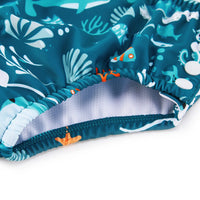 UPF 50+ Reusable Baby Swim Diaper with Snap-Green Whale