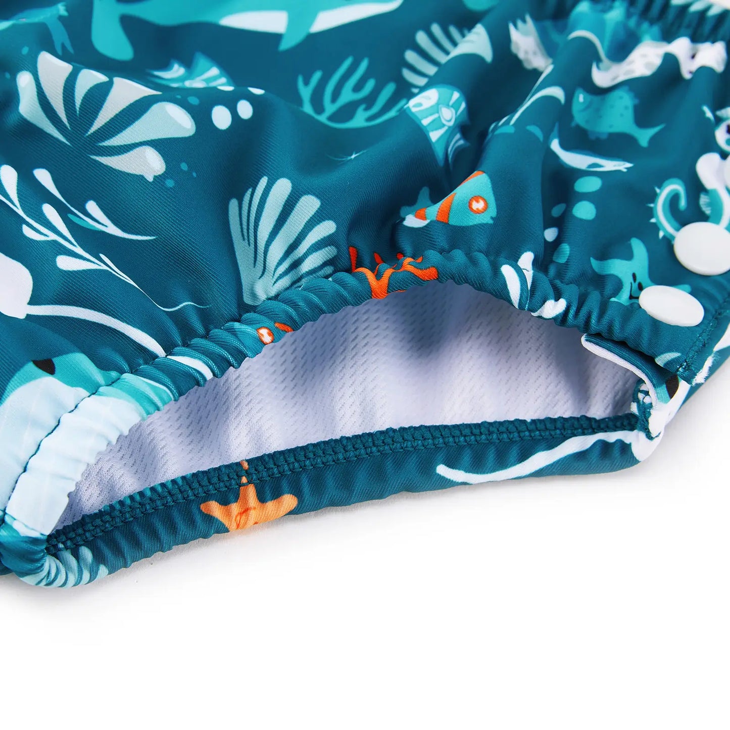 UPF 50+ Reusable Baby Swim Diaper with Snap-Green Whale