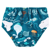 UPF 50+ Reusable Baby Swim Diaper with Snap-Green Whale