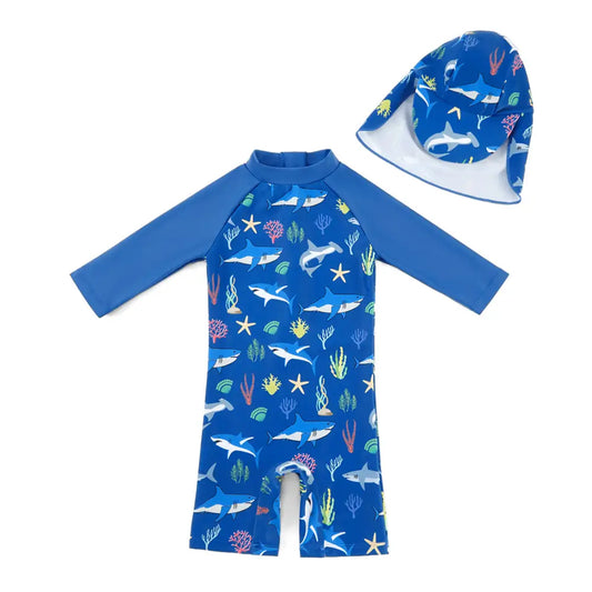 Boy Swimsuit with Sun Hat upandfast