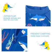UPF 50+ Baby Boy One Piece Swimwear with Sun Hat-Blue Shark