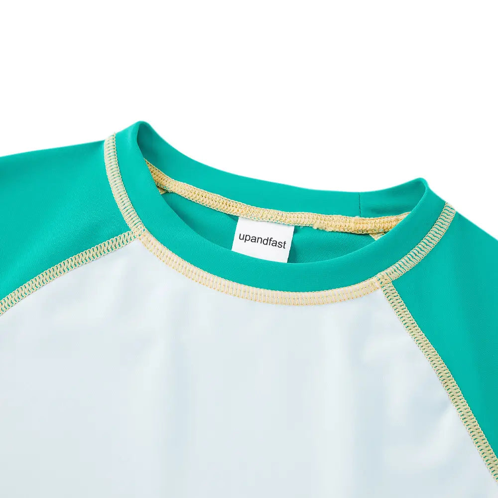 Upandfast UPF 50+ Boy Rash Guard Set 2-piece Swimsuits-Green Dinosaur